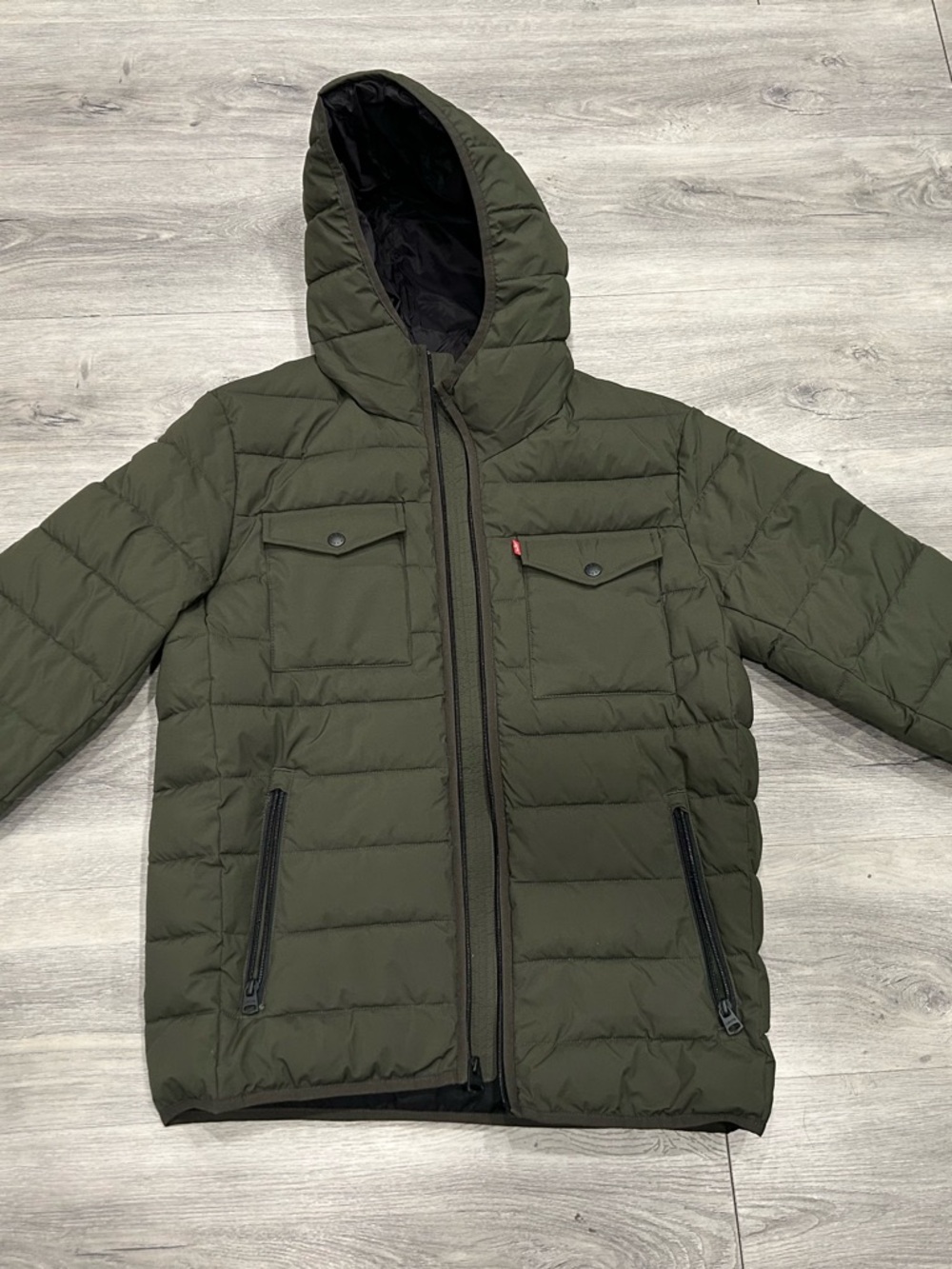 Levi's Olive Green Hooded Puffer Jacket